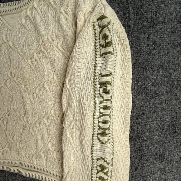 COOGI Australia Sweater Women White Crop Knit Pullover Sleeve Logos Short XL - Picture 3 of 16